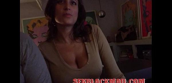  Huge Boobs Wife Blackmailed to Sex